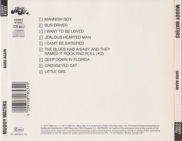 Muddy Waters : Hard Again (CD, Album, RE)