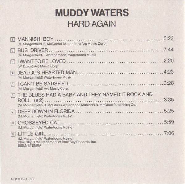 Muddy Waters : Hard Again (CD, Album, RE)