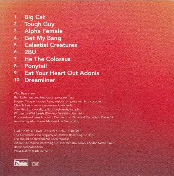 Wild Beasts : Boy King (CD, Album, Promo)