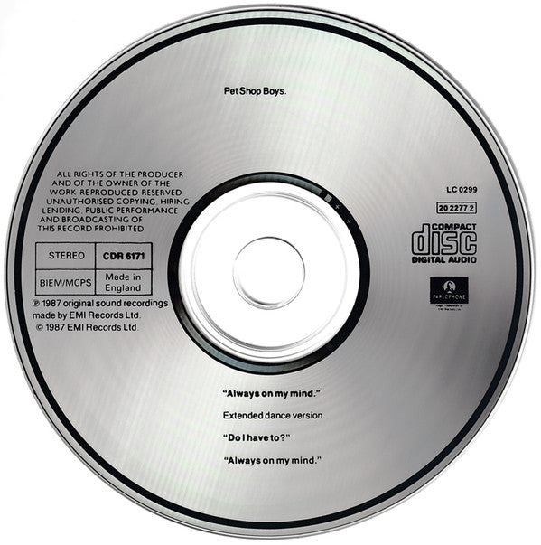Pet Shop Boys : Always On My Mind (CD, Single)