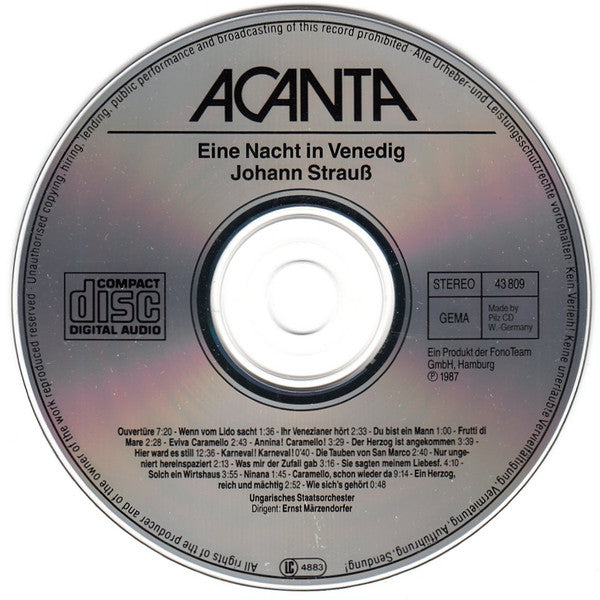 Johann Strauss Jr. - Jeanette Scovotti, Elisabeth Steiner, Elke Schary, Wolfgang Brendel, Carlo Bini, Frieder Stricker, Magyar Rádió És Televízió Énekkara, Hungarian State Orchestra, Ernst Märzendorfer : Ein Nacht In Venedig (A Night In Venice) (CD, Album, RE)