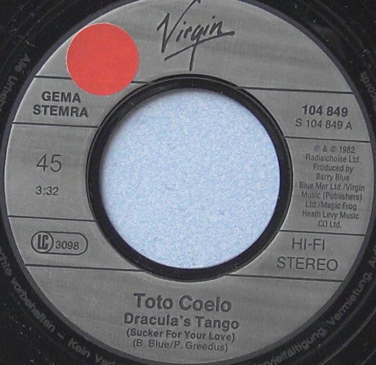 Toto Coelo : Dracula's Tango (Sucker For Your Love) (7", Single)