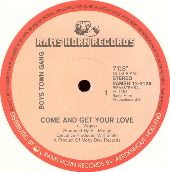 Boys Town Gang : Come And Get Your Love (12", Whi)