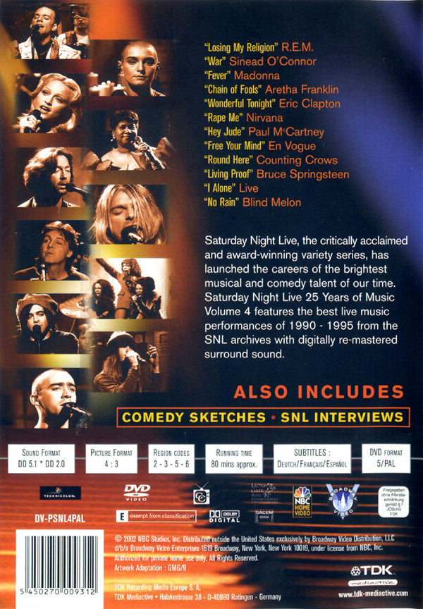 Various : Saturday Night Live - 25 Years Of Music Vol 4 (DVD-V, PAL)