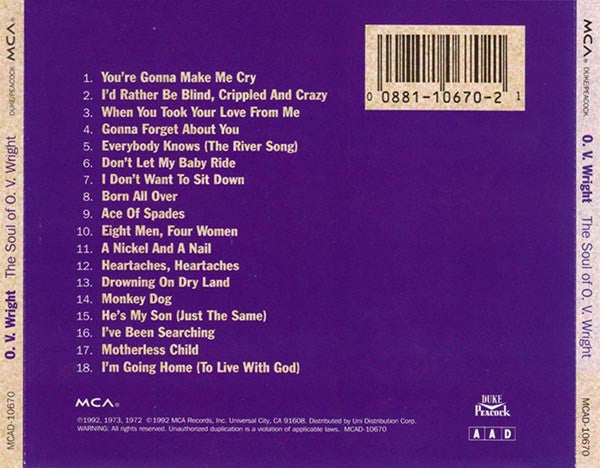 O.V. Wright : The Soul Of O.V. Wright (CD, Comp, Uni)