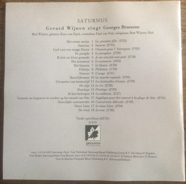 Gerard Wijnen : Saturnus (CD, Album)