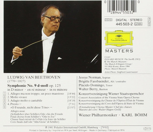 Ludwig van Beethoven - Jessye Norman  · Brigitte Fassbaender  · Placido Domingo · Walter Berry / Konzertvereinigung Wiener Staatsopernchor, Wiener Philharmoniker, Karl Böhm : Symphonie No. 9 (CD, RE, RM)