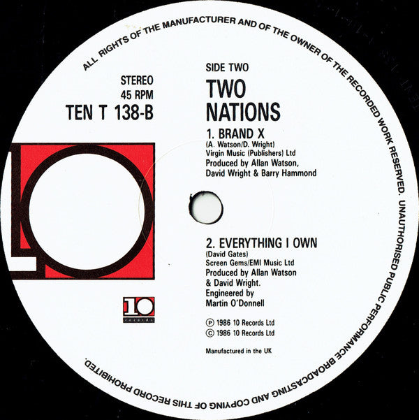 Two Nations (2) : Any Luck (12", Single)