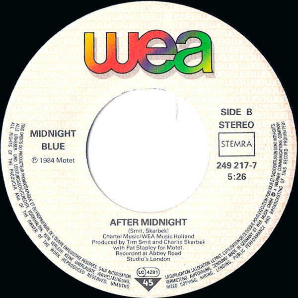 Midnight Blue (4) : Don't Talk To Me Of Love (7", Single)