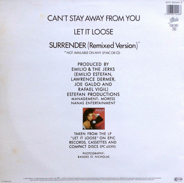 Miami Sound Machine : Can't Stay Away From You (12", Maxi)