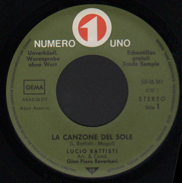 Lucio Battisti : La Canzone Del Sole (7")