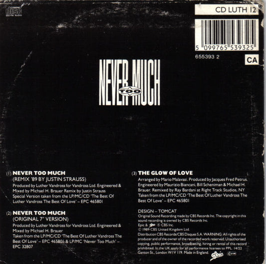 Luther Vandross : Never Too Much (Remix '89) (CD, Single)