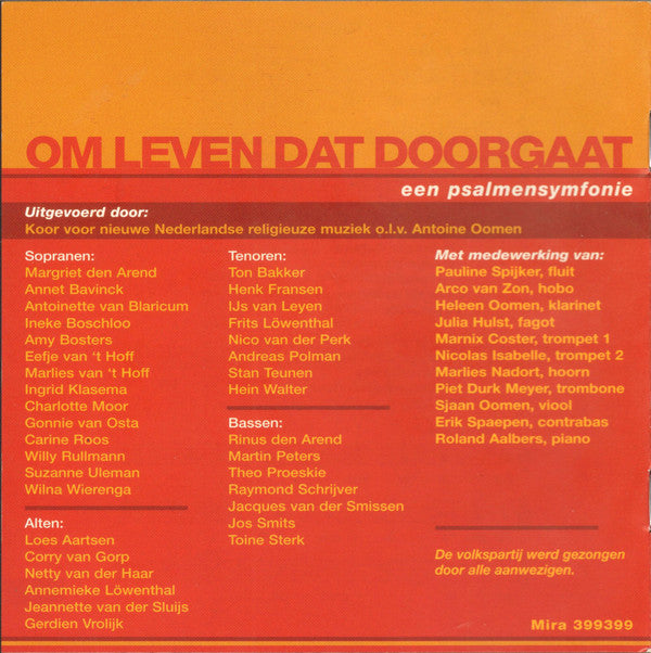 Huub Oosterhuis, Antoine Oomen : Om Leven Dat Doorgaat, Een Psalmsymfonie (CD)