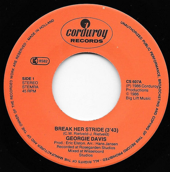 Georgie Davis : Break Her Stride (7", Single)