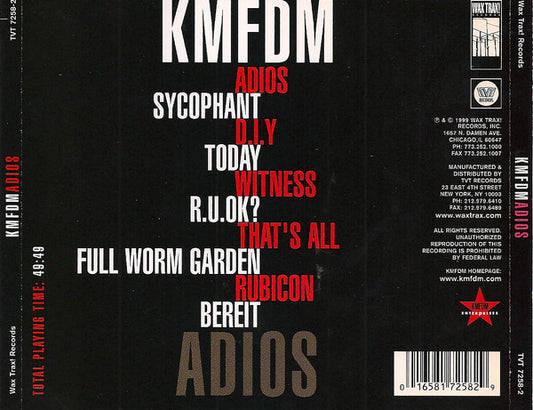 KMFDM : Adios (CD, Album)