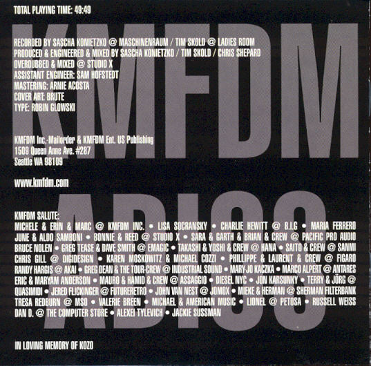 KMFDM : Adios (CD, Album)