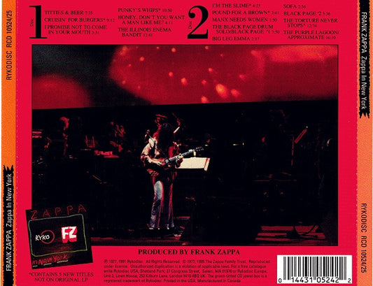 Frank Zappa : Zappa In New York (2xCD, Album, RE)