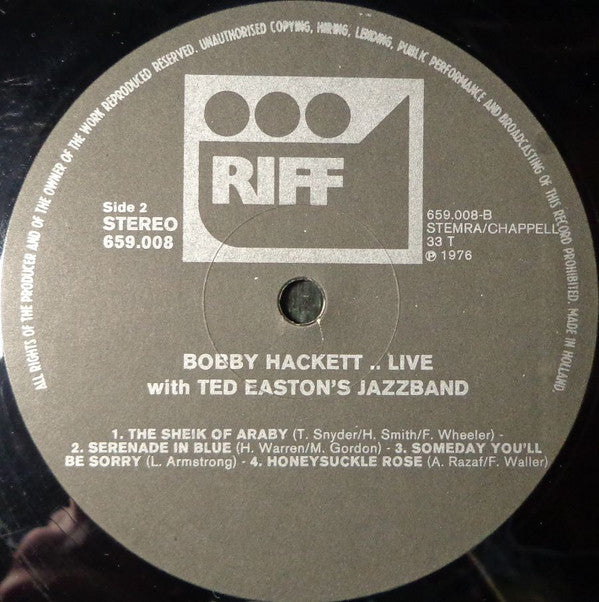 Bobby Hackett With Ted Easton's Jazzband : Live in New Orleans (LP)