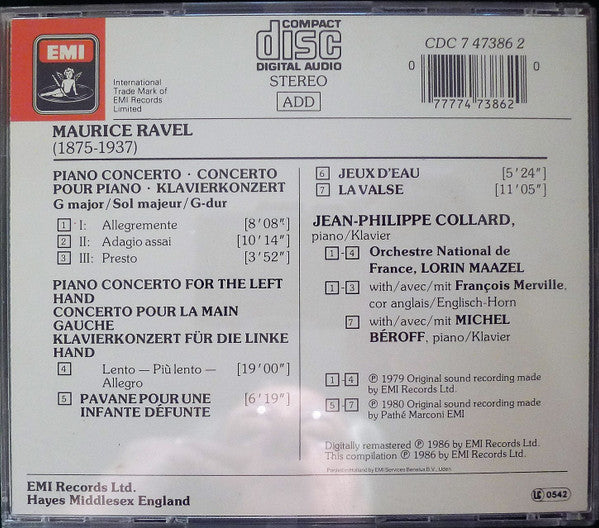 Maurice Ravel - Jean-Philippe Collard / Lorin Maazel, Orchestre National De France : Les Deux Concertos Pour Piano (CD, Comp, RM)