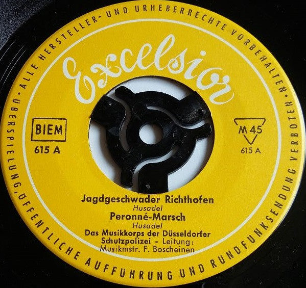 Musikkorps Der Düsseldorfer Schutzpolizei, Musikmeister Ferdinand Boscheinen / Rheinisches Bläserkorps, Huschbein : Jagdgeschwader Richthofen (7", EP, Mono)