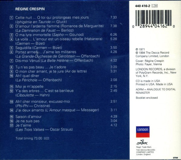 Régine Crespin : Régine Crespin (CD, Comp, RM)