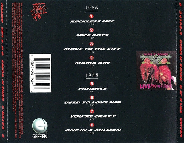 Guns N' Roses : G N' R Lies (CD, Album, RE)