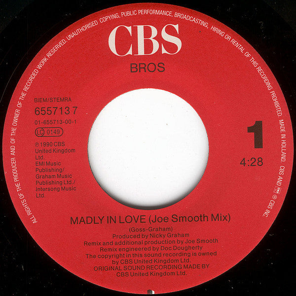 Bros : Madly In Love (7")