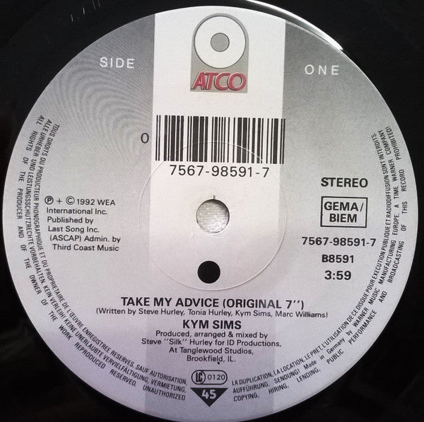 Kym Sims : Take My Advice (7")