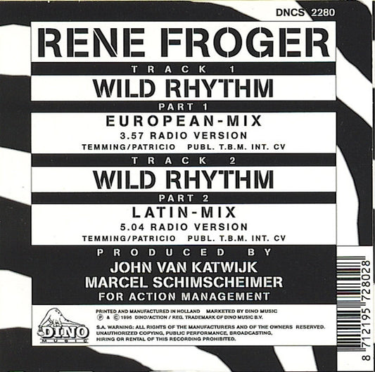 René Froger : Wild Rhythm (CD, Single, Car)