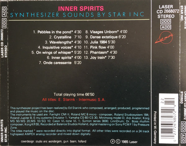 Star Inc. : Inner Spirits (Synthesizer Sounds By Star Inc.) (CD, Album)