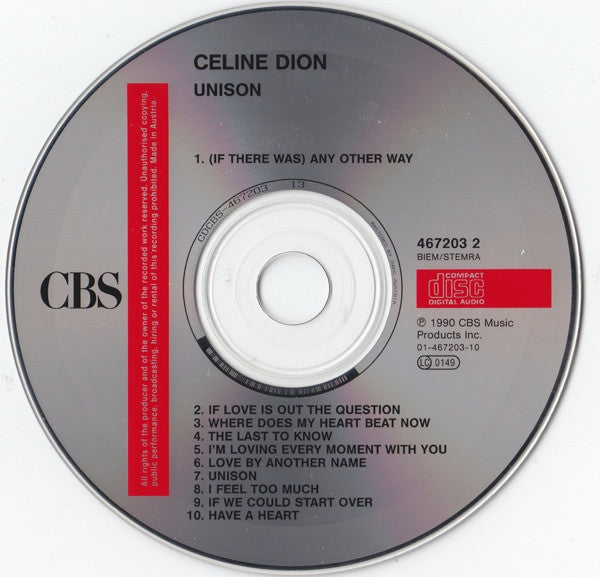 Céline Dion : Unison (CD, Album)