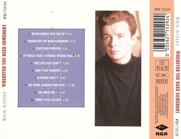Rick Astley : Whenever You Need Somebody (CD, Album)