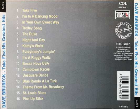 Dave Brubeck : Take Five - His Greatest Hits (CD, Comp, RE, RP)