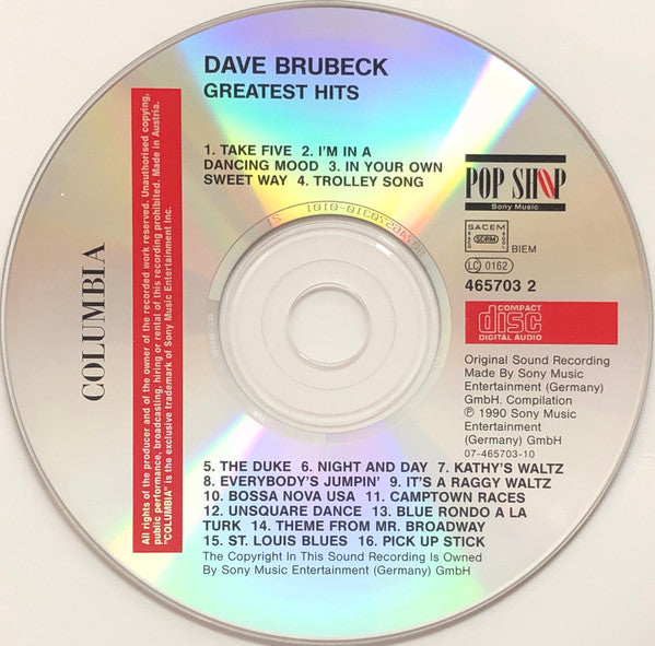 Dave Brubeck : Take Five - His Greatest Hits (CD, Comp, RE, RP)