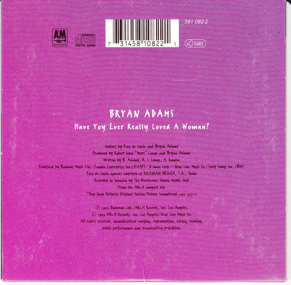 Bryan Adams : Have You Ever Really Loved A Woman? (CD, Single)