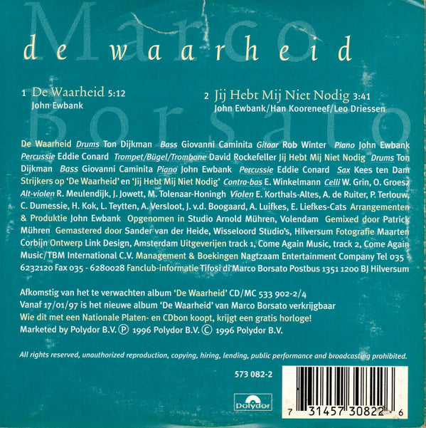 Marco Borsato : De Waarheid (CD, Single)