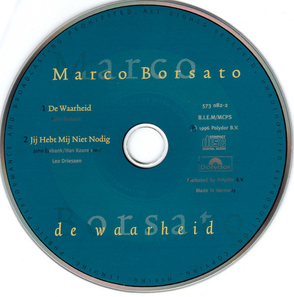 Marco Borsato : De Waarheid (CD, Single)