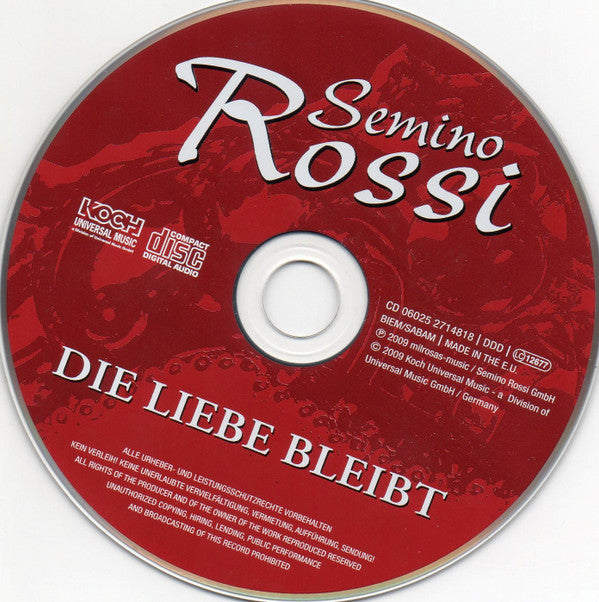 Semino Rossi : Die Liebe Bleibt (CD, Album)
