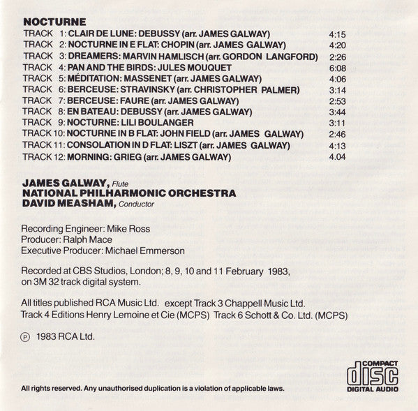 James Galway : Nocturne (CD, Album)