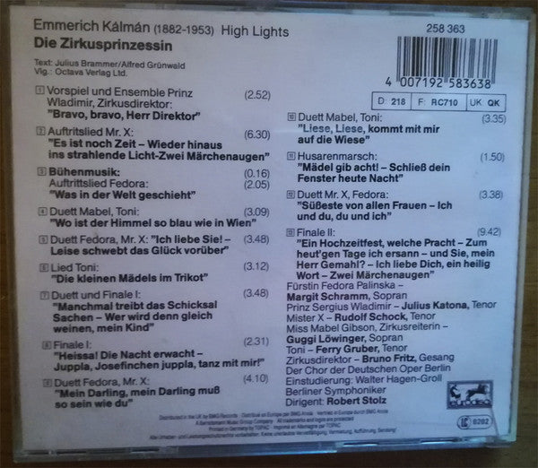 Emmerich Kálmán : Die Zirkusprinzessin (CD)
