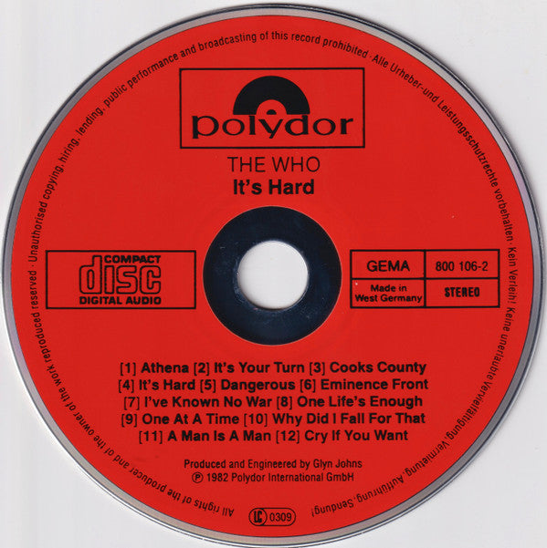 The Who : It's Hard (CD, Album, RE)
