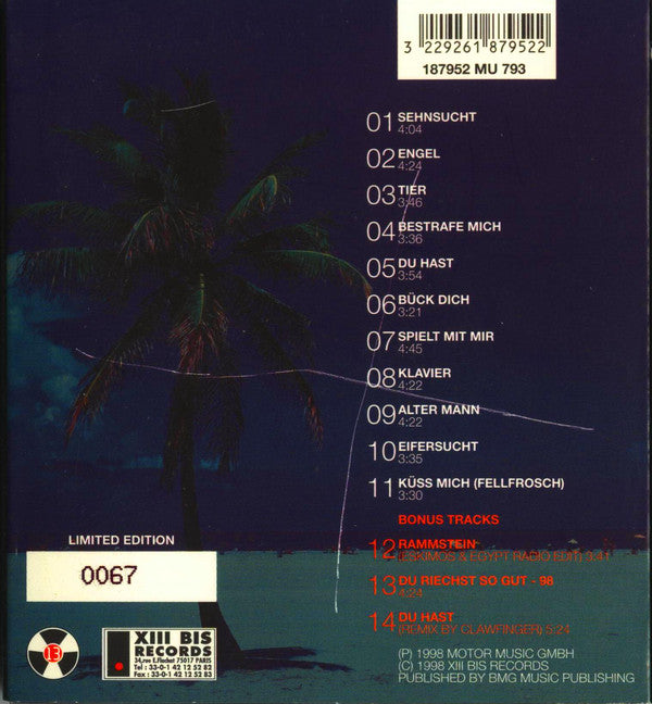 Rammstein : Sehnsucht (CD, Album, Ltd, Num, Dig)