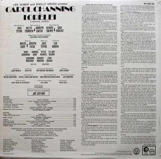 Carol Channing : The Original Cast Album - Carol Channing As Lorelei: A Musical Comedy (LP, Album)