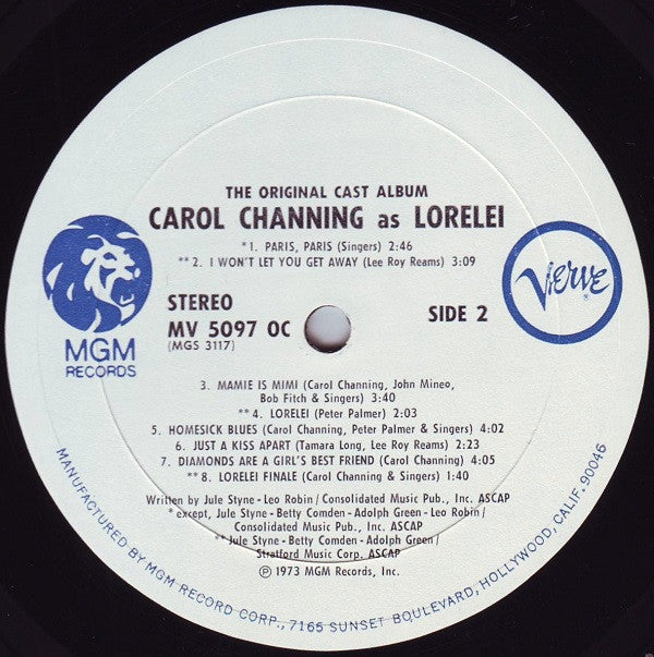 Carol Channing : The Original Cast Album - Carol Channing As Lorelei: A Musical Comedy (LP, Album)