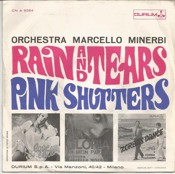 Marcello Minerbi E La Sua Orchestra : Rain And Tears / Pink Shutters (7", Single)