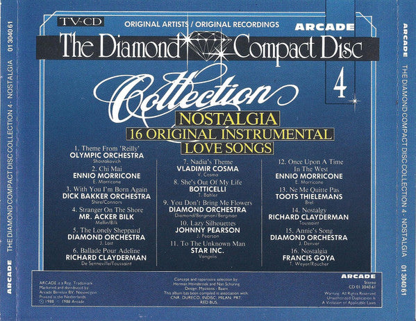 Various : The Diamond Compact Disc Collection 4 - Nostalgia - 16 Original Instrumental Love Songs (CD, Comp)