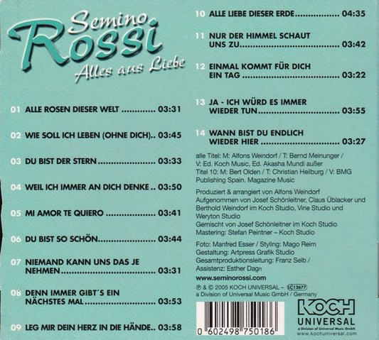 Semino Rossi : Alles Aus Liebe (CD, Album, RE)