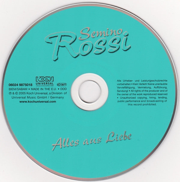 Semino Rossi : Alles Aus Liebe (CD, Album, RE)