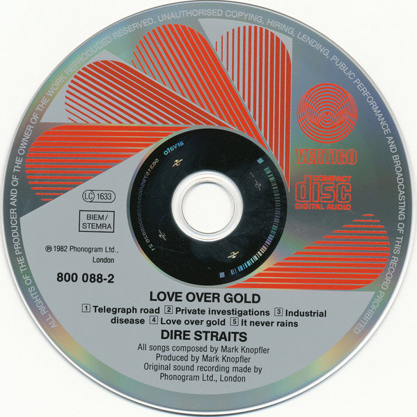 Dire Straits : Love Over Gold (CD, Album, RE, RM, Arv)