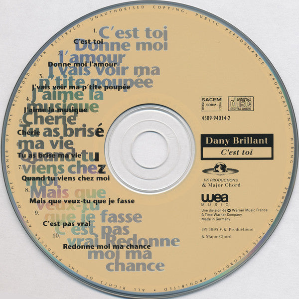Dany Brillant : C'est Toi (CD, Album)